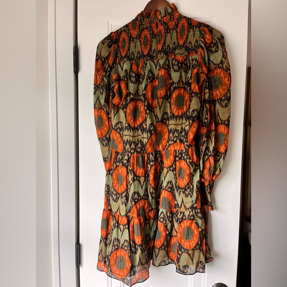 Ulla Johnson $495 Kamila Smocked Ling Sleeve Mini Nocturne Multi Dress Small - Picture 6 of 10